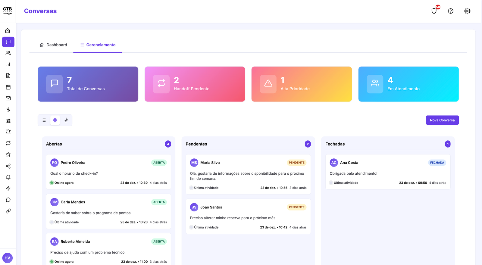B2Hi! Suite - Gestão de conversas modo kanban